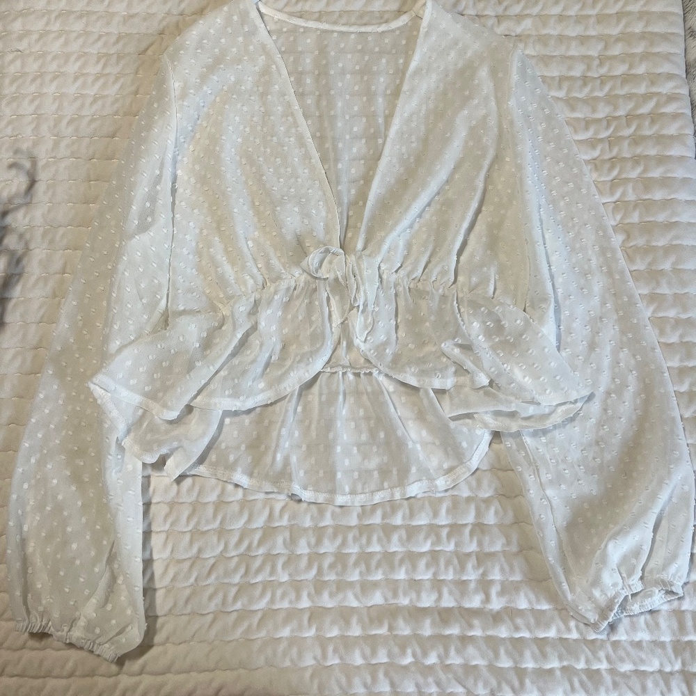 Adorable peplum bell sleeve top